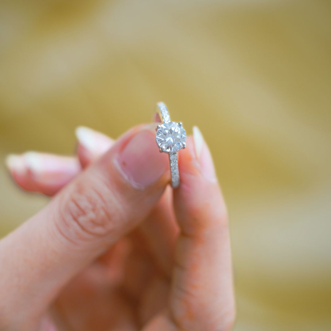 Deco Three Stone Engraved Baguette Diamond Engagement Ring – Kirk Kara